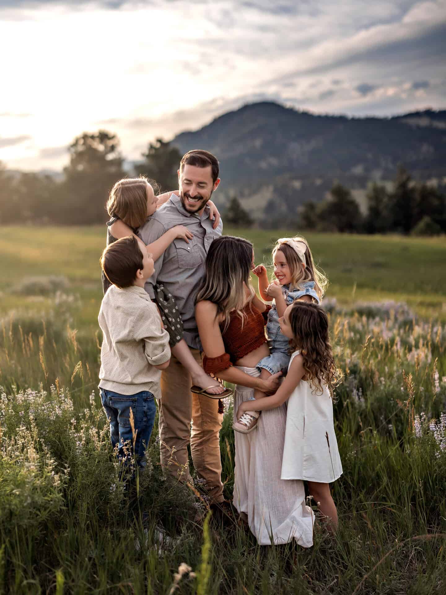 Kristin Midgett with family in a field